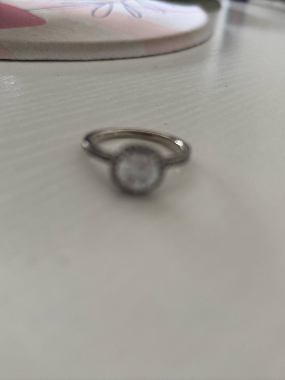 Pandora Silver Halo Ring with Clear Stone